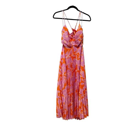 ASTR The Label Women's Orange Purple Floral Blythe Floral Midi Dress Size M NWT - Picture 6 of 13